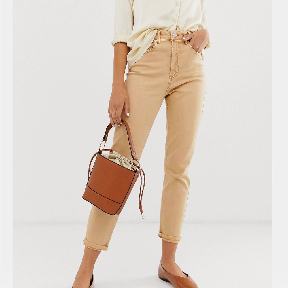 ASOS High Rise Tan Slim Fit Jeans